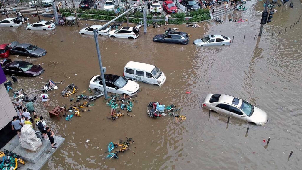 Aerial view of a flooded region in Pakistan due to heavy monsoon rains in 2025.