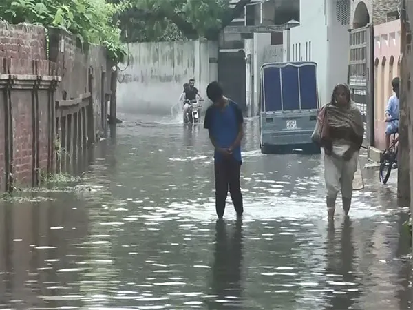 Flooded street in Lahore during monsoon