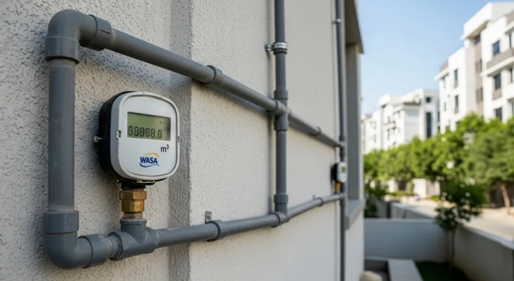 Water meter outside a home in Islamabad.