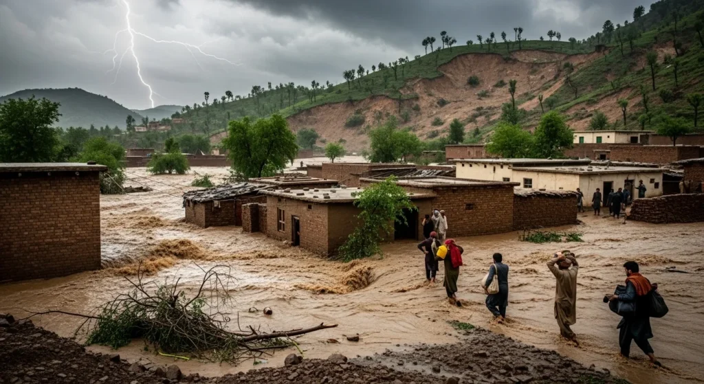 Cloudburst floods in Swabi district