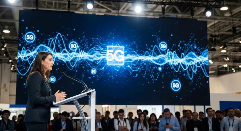 Minister speaks on 5G rollout at Karachi expo.