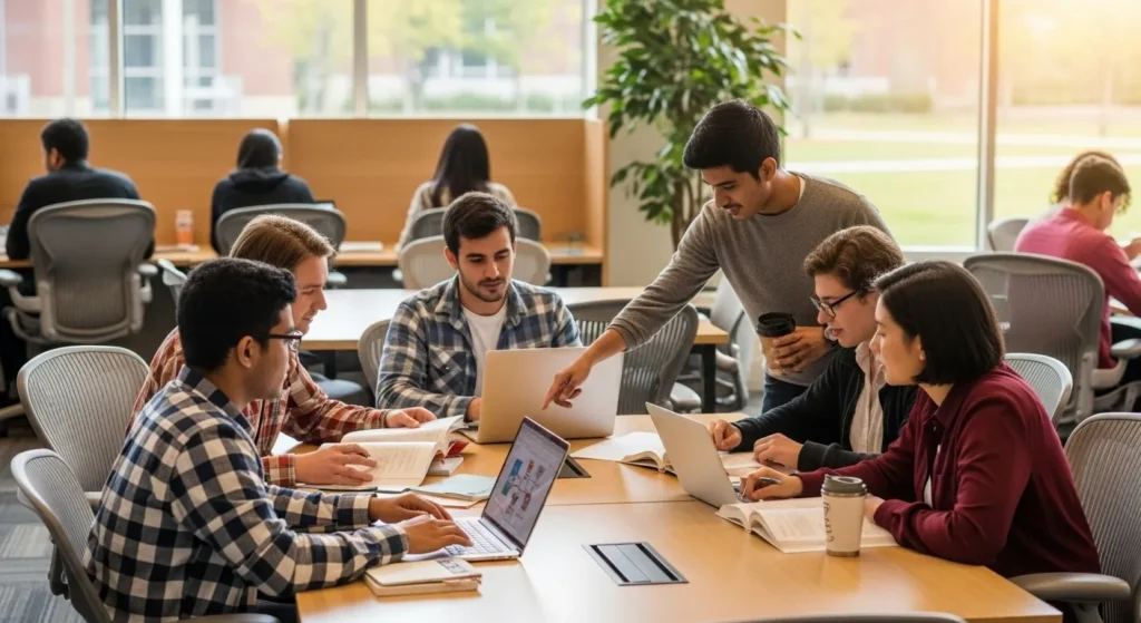 Group of students studying together at COMSATS Lahore campus.