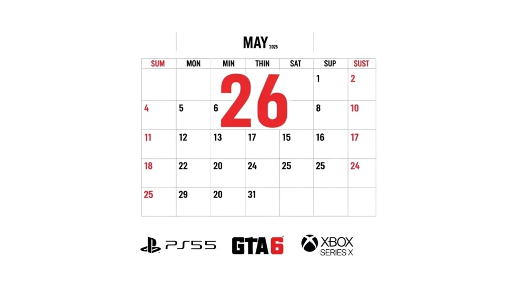 GTA 6 release date May 26 2026 calendar