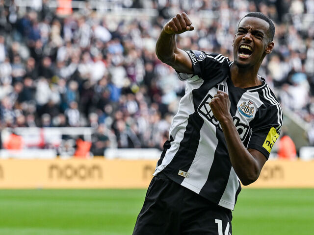 Alexander Isak in a Liverpool jersey during his transfer announcement.
