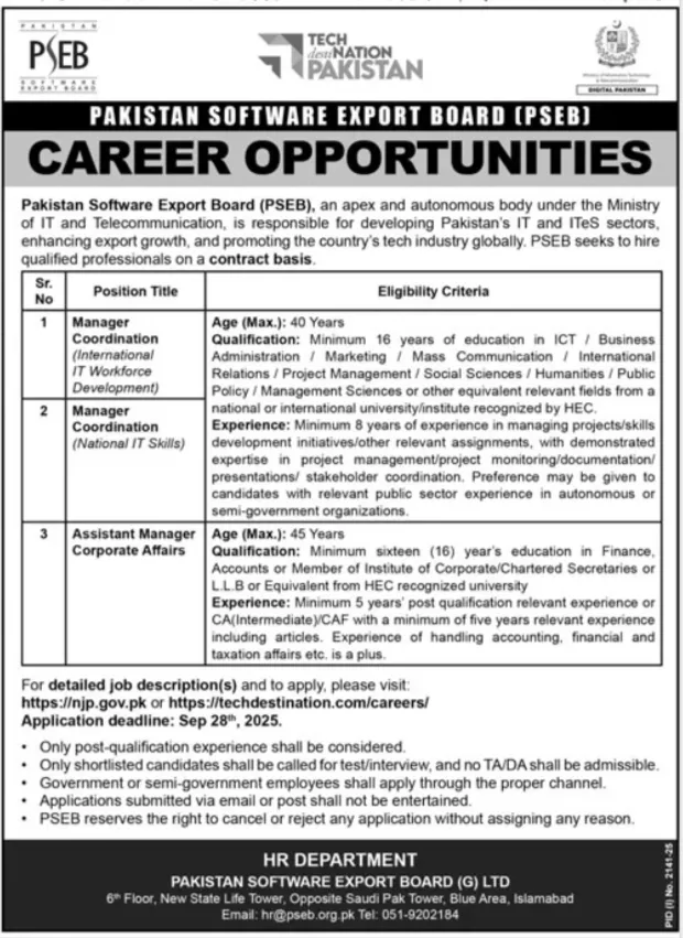 PSEB job advertisement 2025