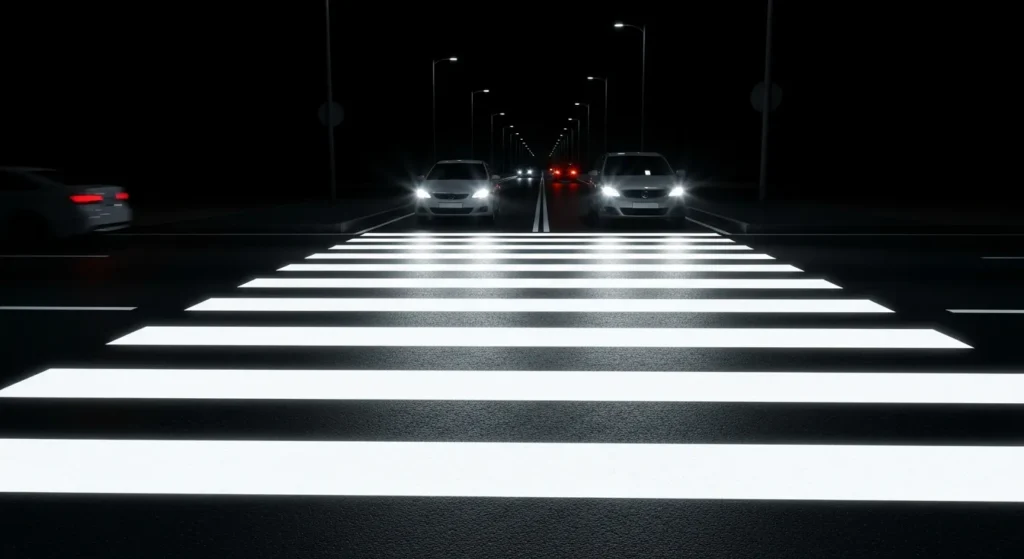 Upgraded zebra crossing glowing at night