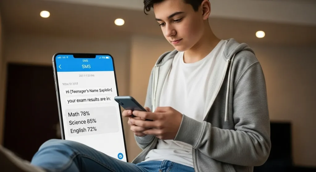 Student checking Punjab BISE result via SMS