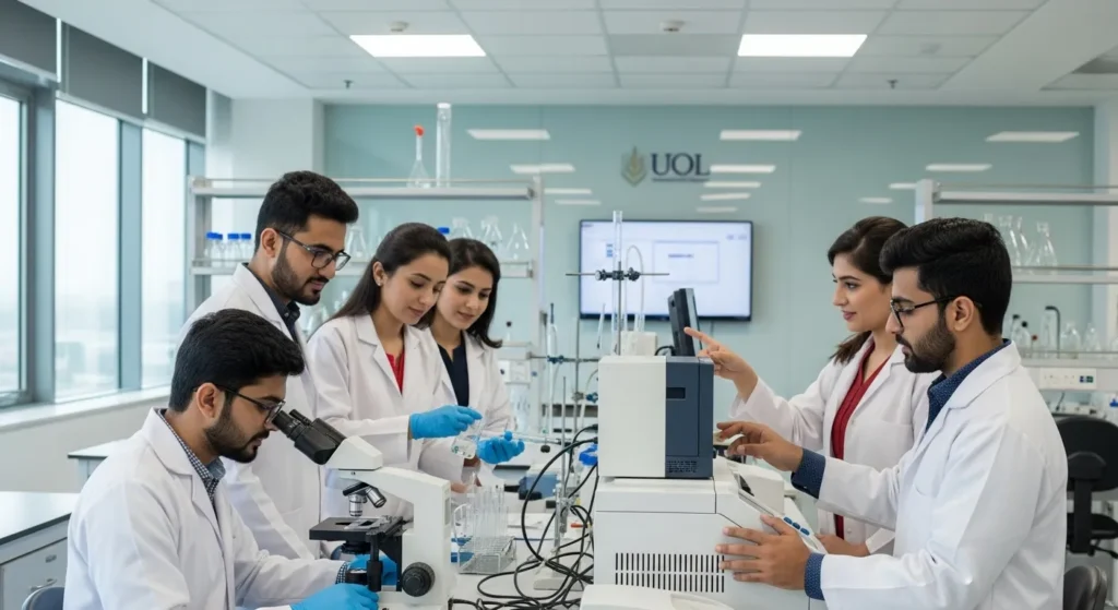 Students in a UOL science lab