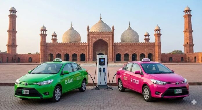 Woman driver with electric taxi in Punjab e-Taxi Scheme launch